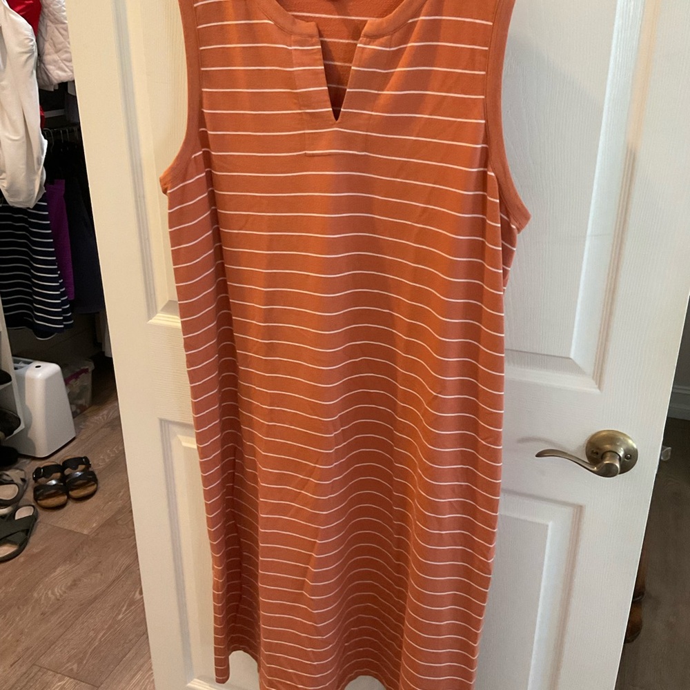 J. Jill Terracotta and White Striped dress